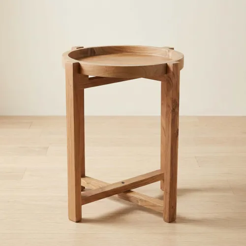 Mesa Auxiliar Madera Marron Bandeja Castaño en Marrón - Mesas de living, Uruguay | Divino