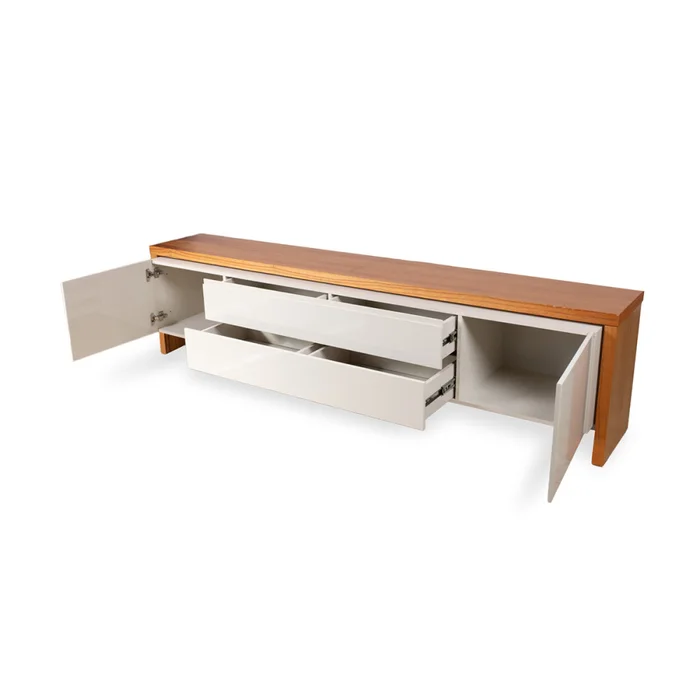 Rack Nord - Off White y Natural en Blanco - Muebles para TV, Uruguay | NYR, vista 2