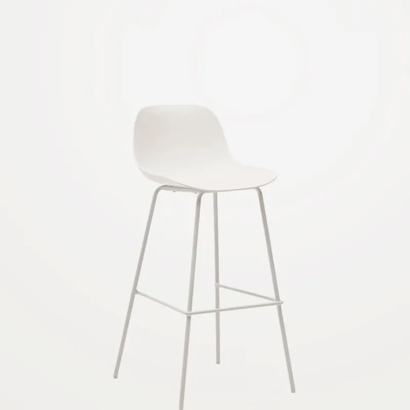 Taburete Altea y patas de acero con acabado - negro 75 cm en Beige - Butacas, banquetas y puffs, Uruguay | Kavehome