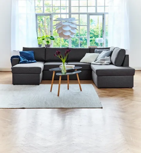 Sofá cama rinconera MARSLEV tela gris osc en Gris - Sillones y sofás, Uruguay | JYSK