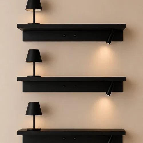 Estante con dos luces 120cm en Negro - Lámparas de mesa, Uruguay | Simple Deco