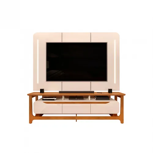 Rack con Panel Salvatore - Blanco en Beige - Muebles para TV, Uruguay | Rústico Hogar