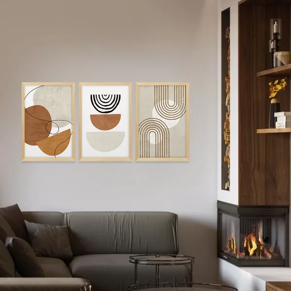 Kit 3 Cuadros - Abstracto Marrón - 40 x 60 en Multicolor - Decoración de pared, Uruguay | Berna Home, vista 6