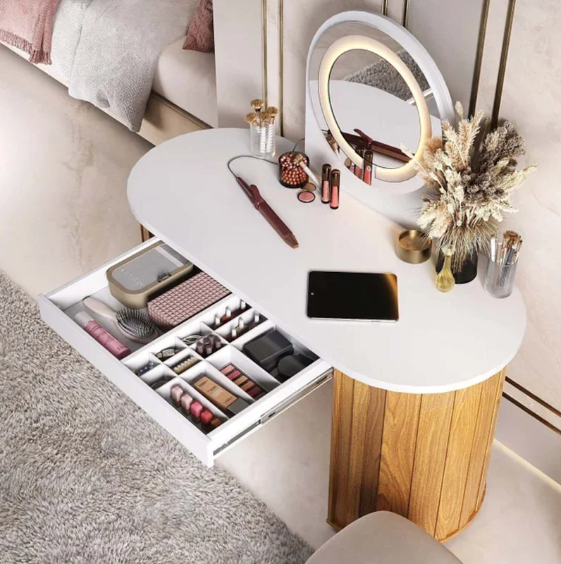 Escritorio Tocador C/luz Mdf Marron Vanity en Marrón - Escritorios y sillas de escritorio, Uruguay | Divino, vista 3