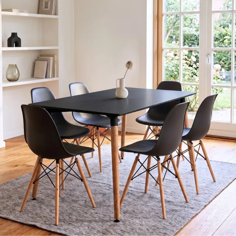 Juego de comedor 6 sillas Eames 120 - Blanco en Blanco - Mesas de comedor, Uruguay | Rústico Hogar