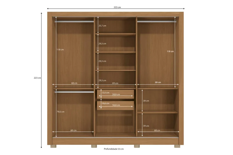 Ropero c/Espejo 3 Puertas Corredizas y 2 Cajones - 223cm. en Blanco - Roperos y placares, Uruguay | Delta Center, vista 3