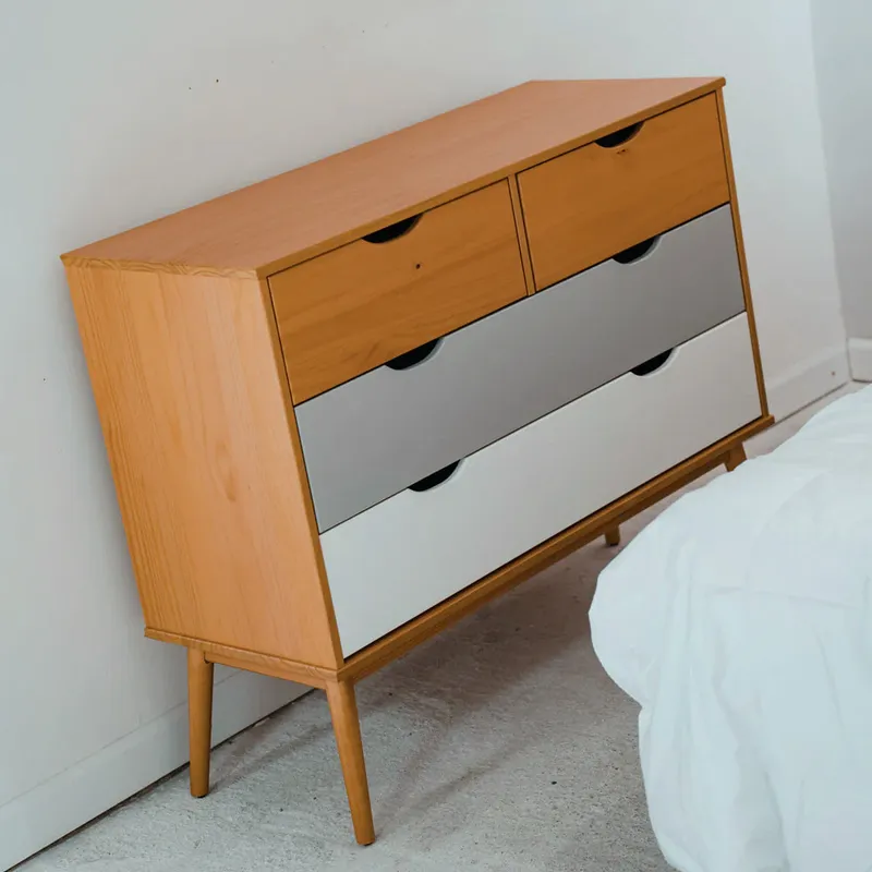 Cómoda 4 Cajones - Línea Praga en Madera natural - Aparadores y recibidores, Uruguay | Ecowood
