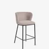 Taburete Ciselia de chenilla - marrón claro y patas de acero con acabado negro altura 65 cm en Marrón - Butacas, banquetas y puffs, Uruguay | Kavehome, vista 1 de 9