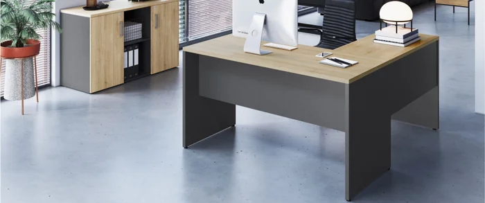 Esritorio con extención lateral & cajonera línea Concept en Madera natural - Escritorios, Uruguay | World Vigo