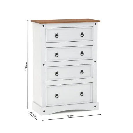 Cómoda 4 Cajones Línea Naturale - Blanco/Roble en Multicolor - Cómodas, Uruguay | La Cueva Muebles, vista 3