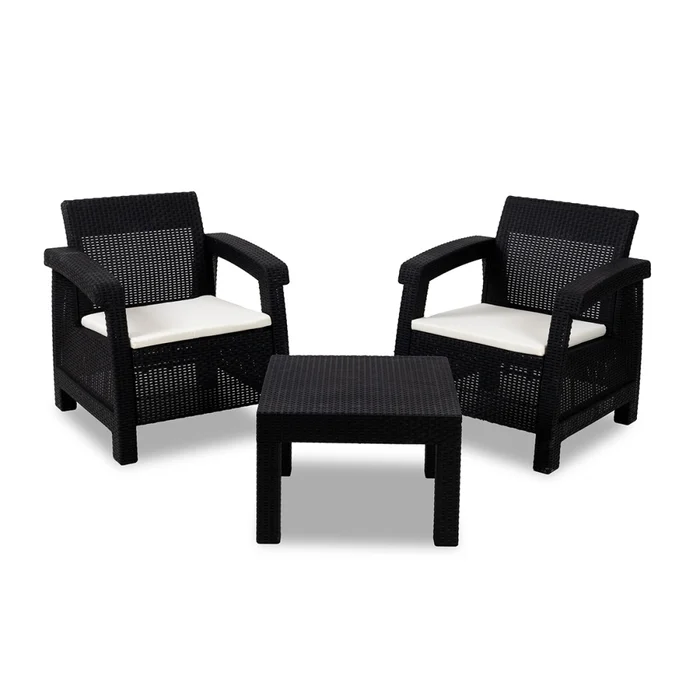 Juego de Jardín Mykonos - 2 butacas y mesa - Negro en Negro - Muebles para el exterior, Uruguay | NYR, vista 2