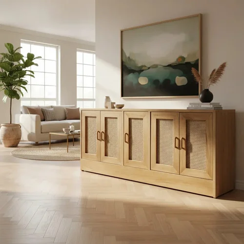 Aparador Bargueño Madera Maciza Esterilla 180x85x38 - Ozark A Eleccion en Madera natural - Aparadores y recibidores, Uruguay | Ozark Home