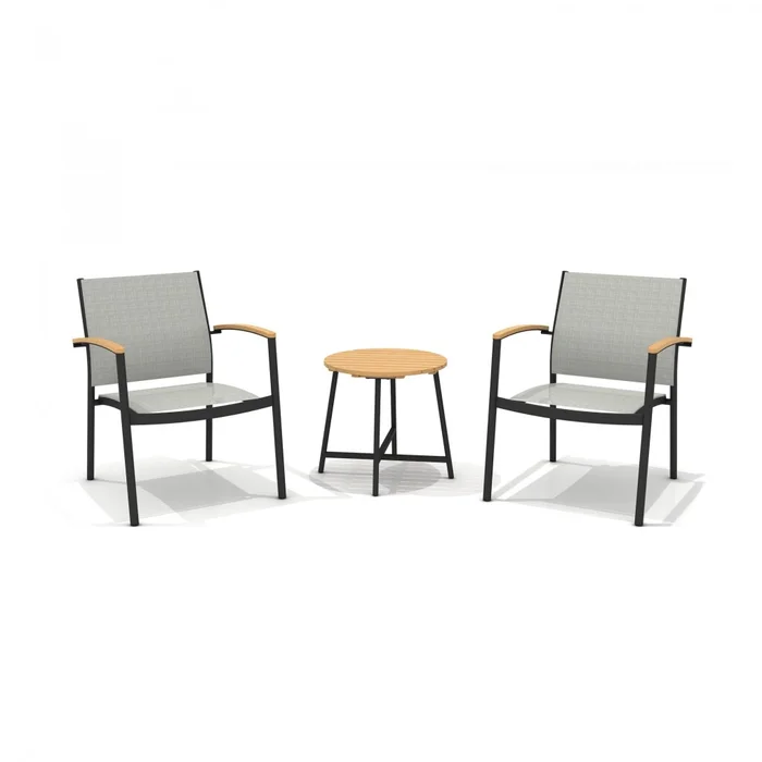 Conjunto de Jardín 2 sillas mas mesa - Copenhague en Gris, Marrón - Muebles para el exterior, Uruguay | Rústico Hogar