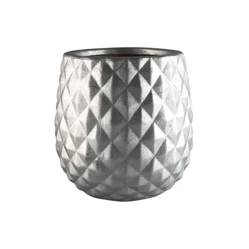 MACETA CERAMICA 13.5X13.5X13CM "ROMBOS" PLATEADO en Plateado - Macetas, Uruguay | Koz
