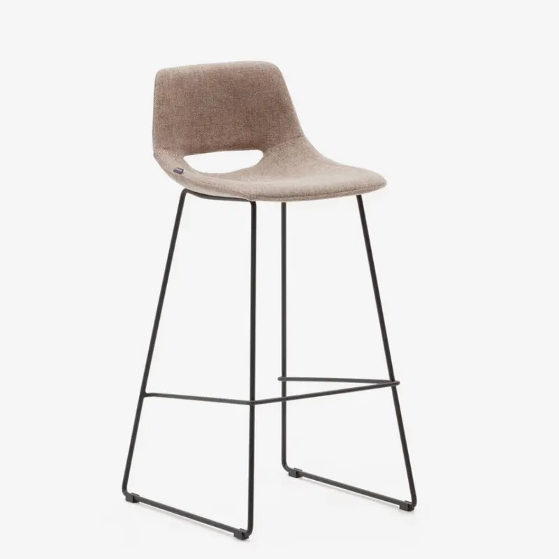 Taburete Zahara - beige y acero con acabado negro altura 76 cm en Marrón - Butacas, banquetas y puffs, Uruguay | Kavehome