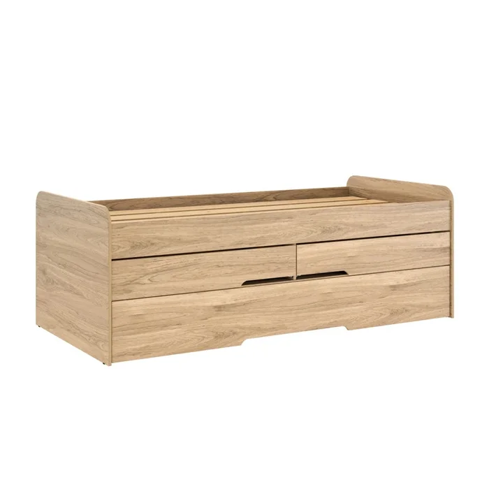 Cama Marinera 1 plaza con cajones - Línea Nordik - Text Frizz en Madera natural - Dormitorio, Uruguay | Ecowood, vista 2