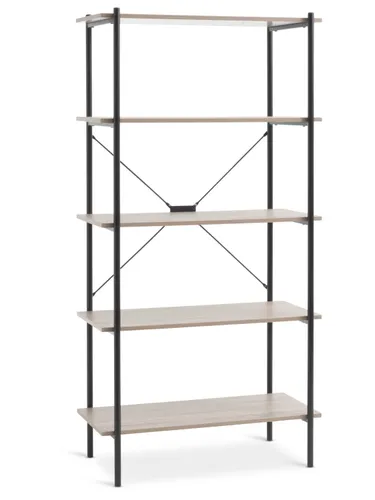 Estantería VANDBORG 5 est color roble/negro en Madera natural - Bibliotecas, Uruguay | JYSK