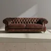 Sofa 3 Cuerpos Cuero-100-natural Marron New Chesterfield Choc. en Marrón - Sillones y sofás, Uruguay | Divino, vista 1 de 6