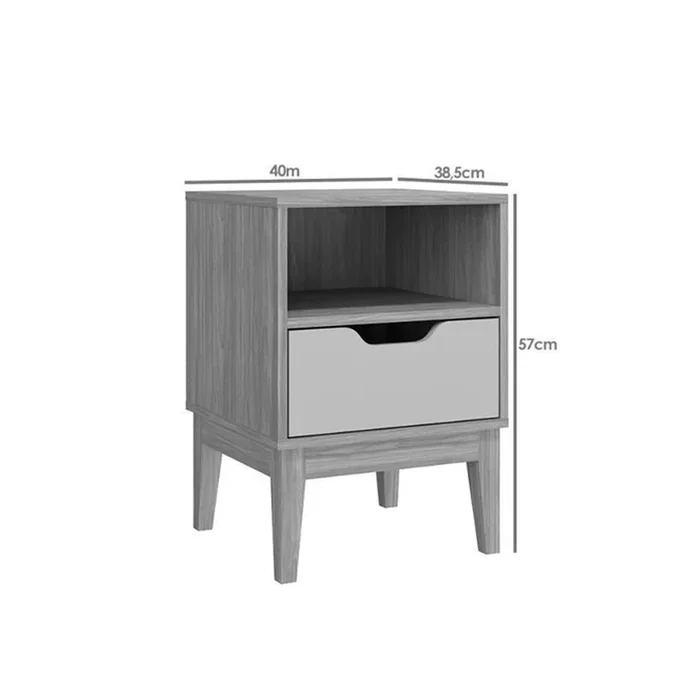 Mesa De Luz Alta 1 Cajon Con Estan Y Patas 100% Mdp en MIEL/BLANCO - Muebles, Uruguay | Soy Hogar, vista 5