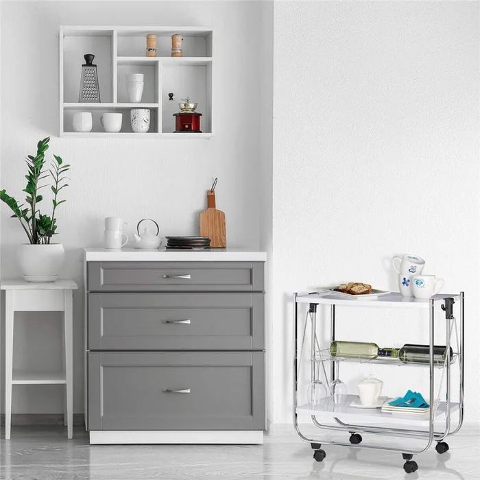 CARRITO PLEGABLE 3NIVELES 40x63x70CM BLANCO Y METAL en Multicolor - Mesas de comedor, Uruguay | Decohogar, vista 3