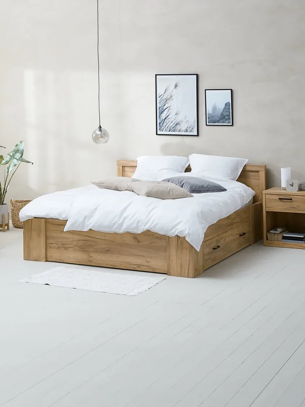 Estructura cama LINTRUP Queen 160x200 roble en Madera natural - Dormitorio, Uruguay | JYSK, vista 4
