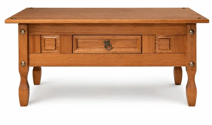 MESA DE LIVING CORONA 1 CAJON CARAMELO en Madera natural - Mesas de living, Uruguay | Alfa Ventas