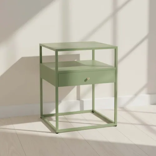 Mesa Lateral Baja Metal Verde Olivia en Verde - Mesas de living, Uruguay | Divino