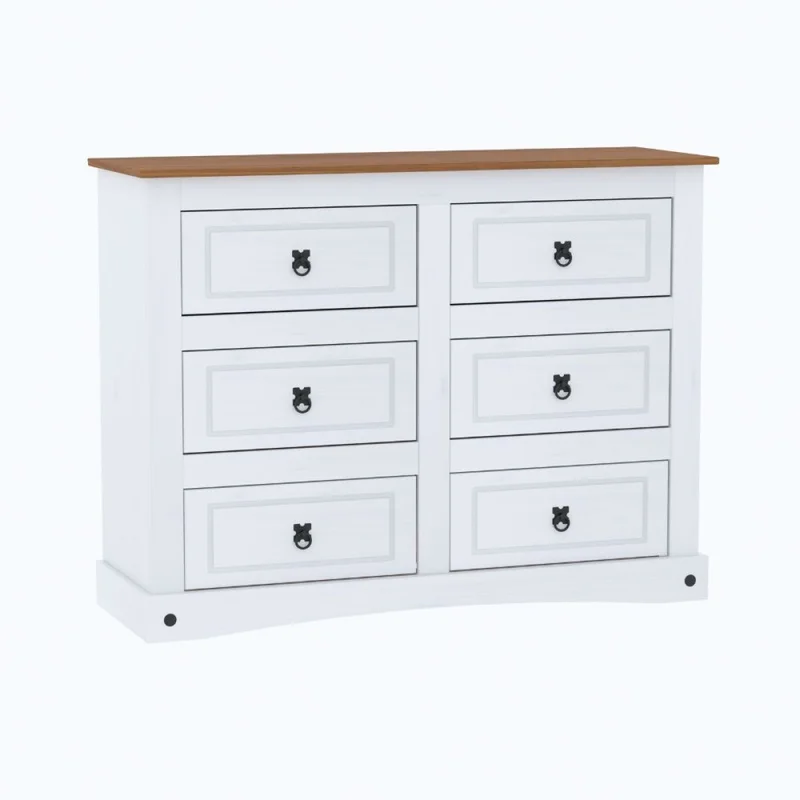 Cómoda 6 Cajones Línea Naturale - Blanco/Roble en Multicolor - Cómodas, Uruguay | La Cueva Muebles, vista 3