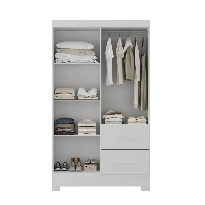 Ropero Max 4 Puertas 2 Cajones - Línea Glam - Blanco en Blanco - Roperos y placares, Uruguay | Ecowood, vista 3