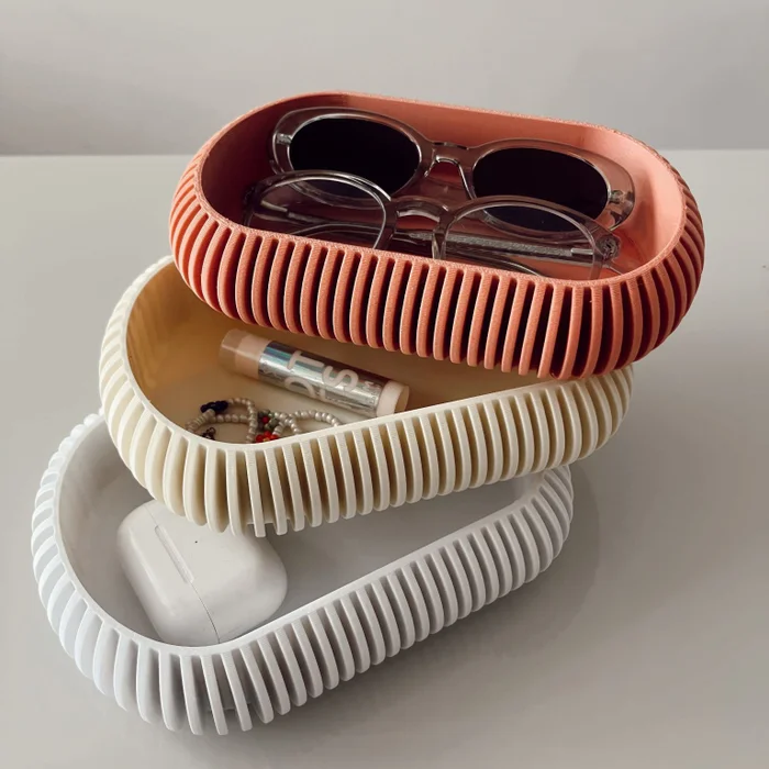 Organizador 01 en Beige, blanco y coral - Canastos, Uruguay | Eunoia Design