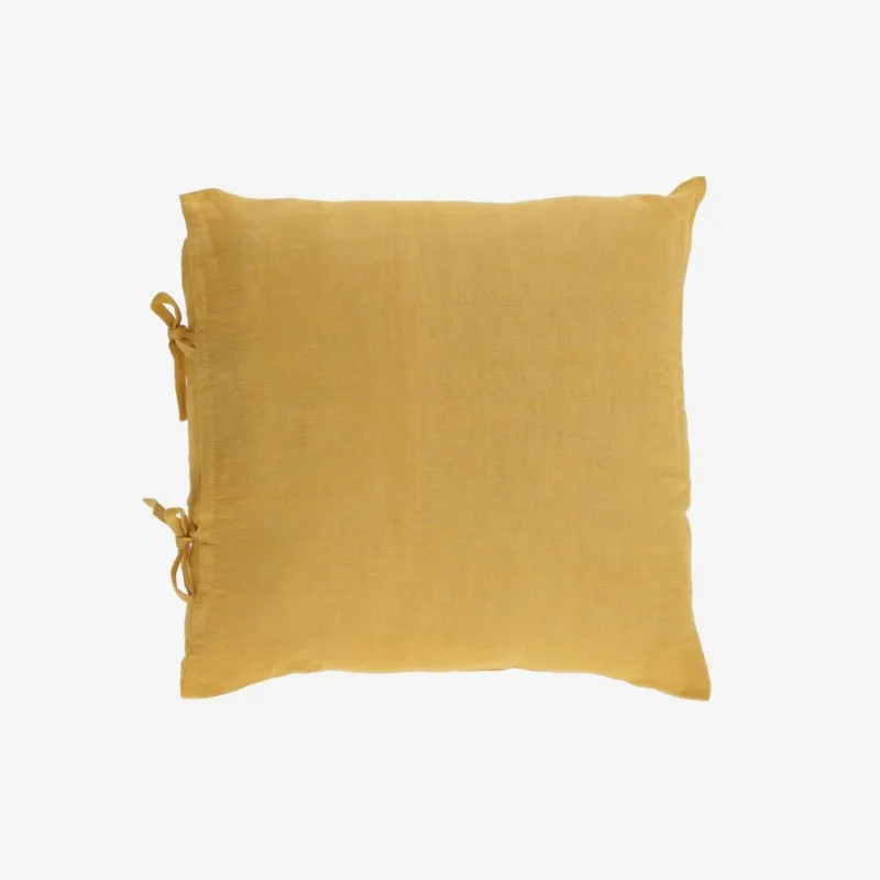 Almohadón Tazu 100% lino - lino mostaza 45 x 45 cm en Amarillo - Textiles, Uruguay | Kavehome