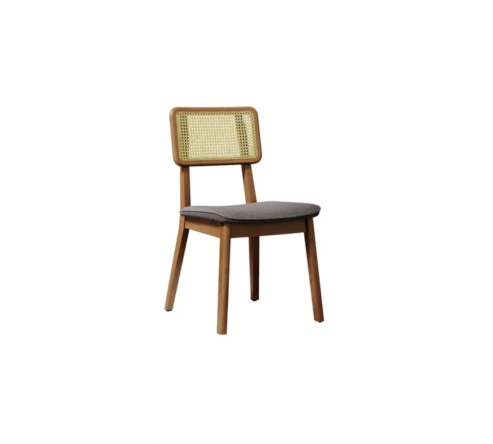 Silla de Comedor Classic Ratán - Línea Manhattan - Tela Lino Gris/Natural en Madera natural - Sillas, Uruguay | Rústico Hogar, vista 2