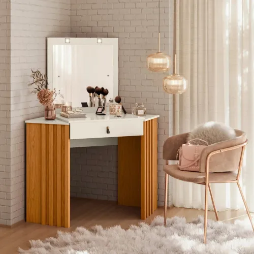 Escritorio Tocador Esquinero - FIT - Glitter - Marrón - Escritorios y sillas de escritorio, Uruguay | Ecowood