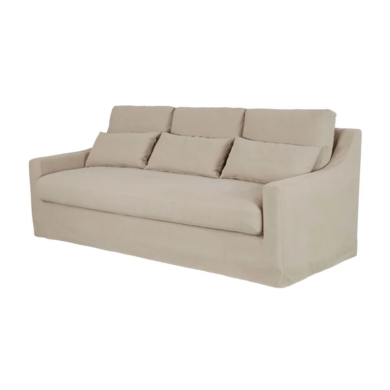 Sofá 3 Cuerpos Tela Verde Singapur Khaki en Beige - Sillones y sofás, Uruguay | Divino, vista 3