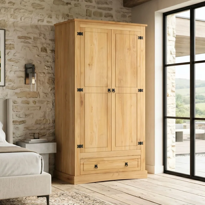 Ropero 2 puertas 1 Cajón Madera - Linea Mexicana - Natural en Madera natural, Uruguay | Rústico Hogar, vista 3