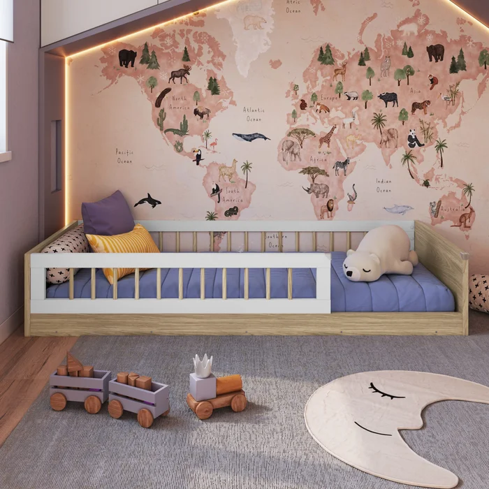 Cama Infantil Estilo Montessori Marrón en Madera natural, Uruguay | RM Muebles y Deco, vista 2