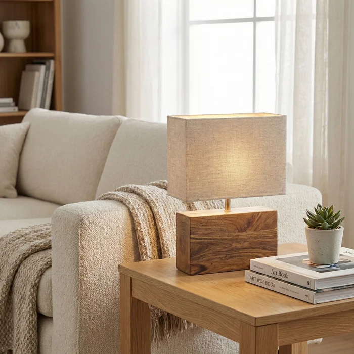 Lámpara de Mesa Nativo Block XL en Madera natural - Lámparas de mesa, Uruguay | La Perla, vista 2