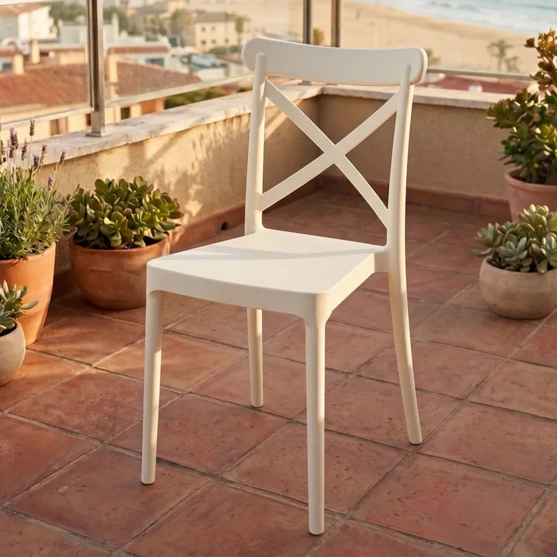 Silla Cruceta de polipropileno ZJ09 - Blanco en Blanco - Sillas, Uruguay | Ecowood