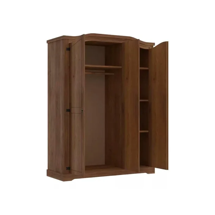 Ropero Curvo 3 Puertas Madera Maciza Línea Monterrey - Oscuro/Nogal en Marrón - Roperos y placares, Uruguay | Ecowood, vista 3