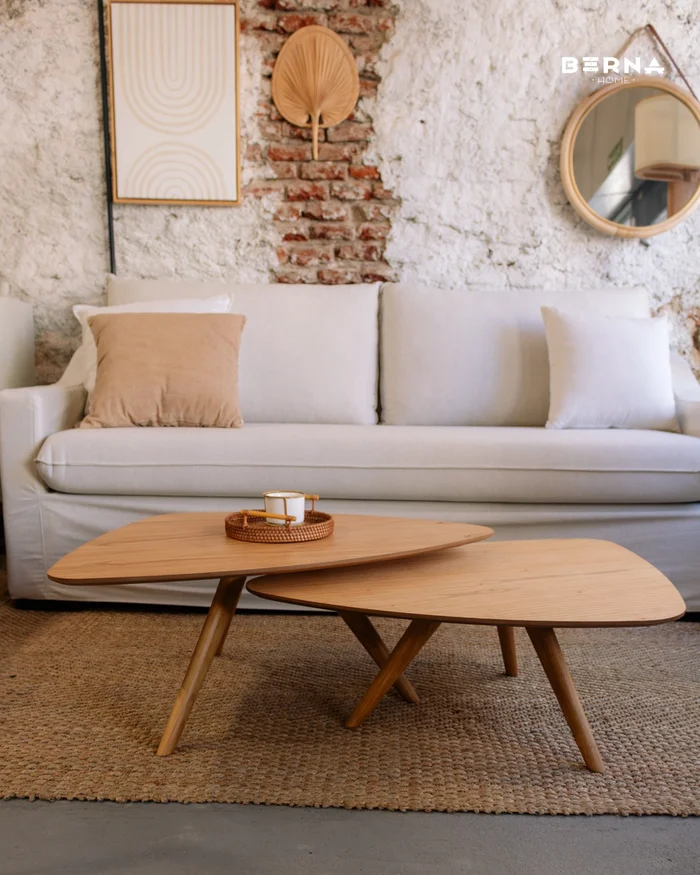 Conjunto Mesas de Centro Ovaladas Orla - Almendra en Madera natural - Mesas de living, Uruguay | Berna home, vista 2