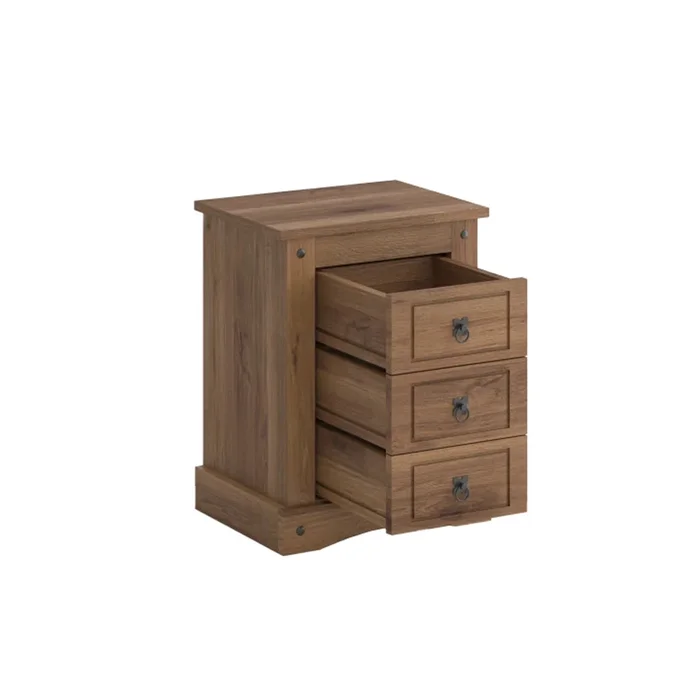 Mesa de luz 3 cajones - Línea Monterrey - Nogal en Marrón - Mesas de luz, Uruguay | Ecowood, vista 3