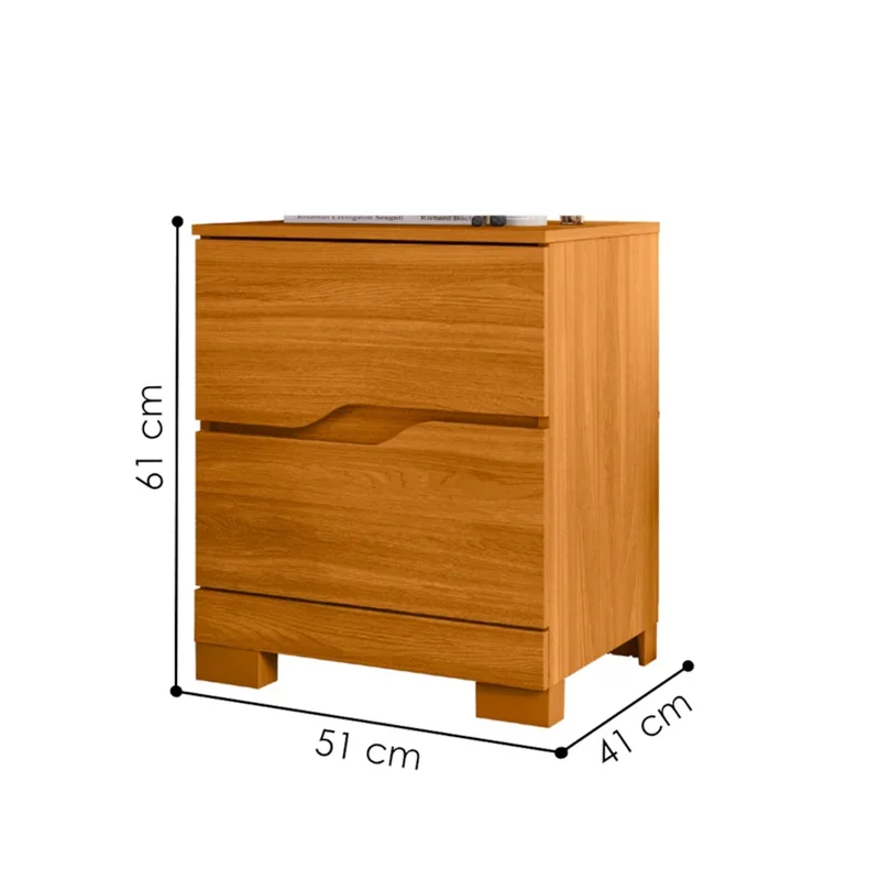 Mesa De Luz 2 Cajones Con Patas Moderna 100% Mdp en Madera natural - Mesas de luz, Uruguay | Soy Hogar, vista 4