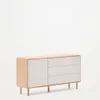 Aparador Anielle - 1 puerta y 3 cajones de madera maciza y chapa de fresno 150 x 78 cm en Off-white - Aparadores y recibidores, Uruguay | Kavehome, vista 1 de 10
