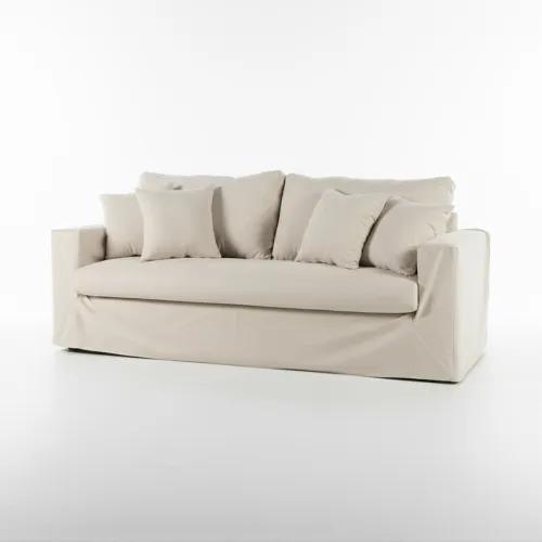 Sofá Moscow con Funda - Tela Rústica - 3 cuerpos - TD5260-1635 (Beige) en Beige - Sillones y sofás, Uruguay | NYR