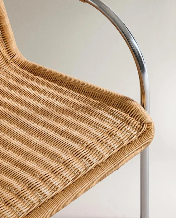 BUTACA RATÁN Y ACERO en Madera natural - Butacas, banquetas y puffs, Uruguay | Zara Home, vista 5