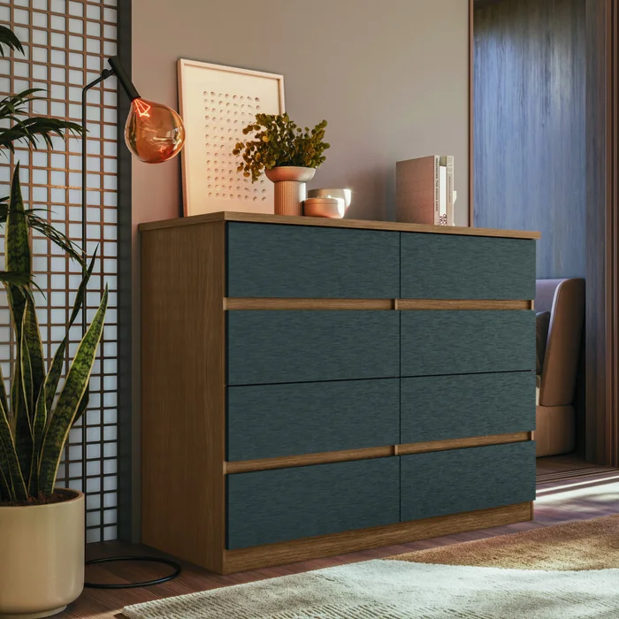 Comoda Roma 8 Cajones Moderna 100% Mdp Con Patas en JATOBA GRAFITO - Cómodas, Uruguay | Soy Hogar, vista 2