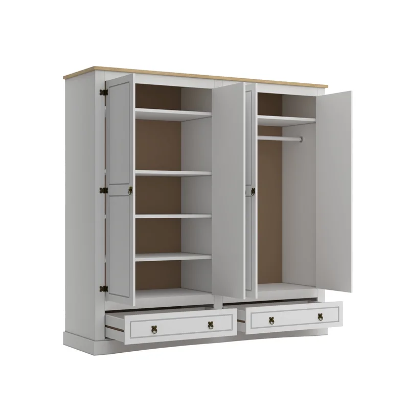 Ropero 4 puertas 2 Cajones Madera - Linea mexicana - Blanco en Blanco - Roperos y placares, Uruguay | Rústico Hogar, vista 3