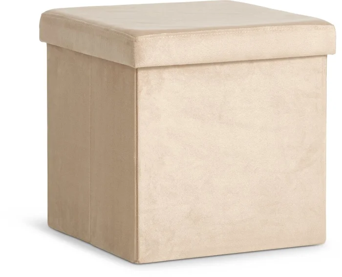 Puf AUNING 38x38 con almac terciopelo arena osc en Beige - Butacas, banquetas y puffs, Uruguay | JYSK
