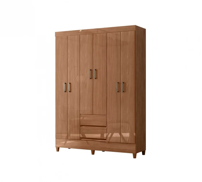 Ropero 6 puertas 2 cajones - Terminación Jequitibá - Linea FIT en Marrón - Roperos y placares, Uruguay | Rústico Hogar