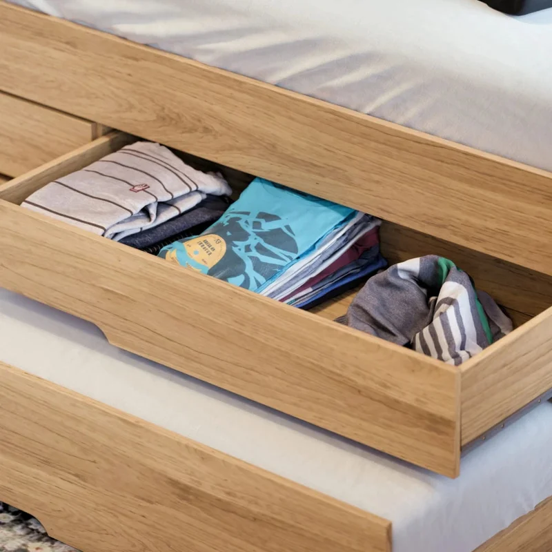 Cama Marinera 1 plaza con cajones - Línea Nordik - Text Frizz en Madera natural - Dormitorio, Uruguay | Ecowood, vista 5